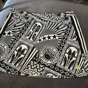 Adidas x FARM Rio Tropical Club Graphic Print Mini Skirt Black/White XL